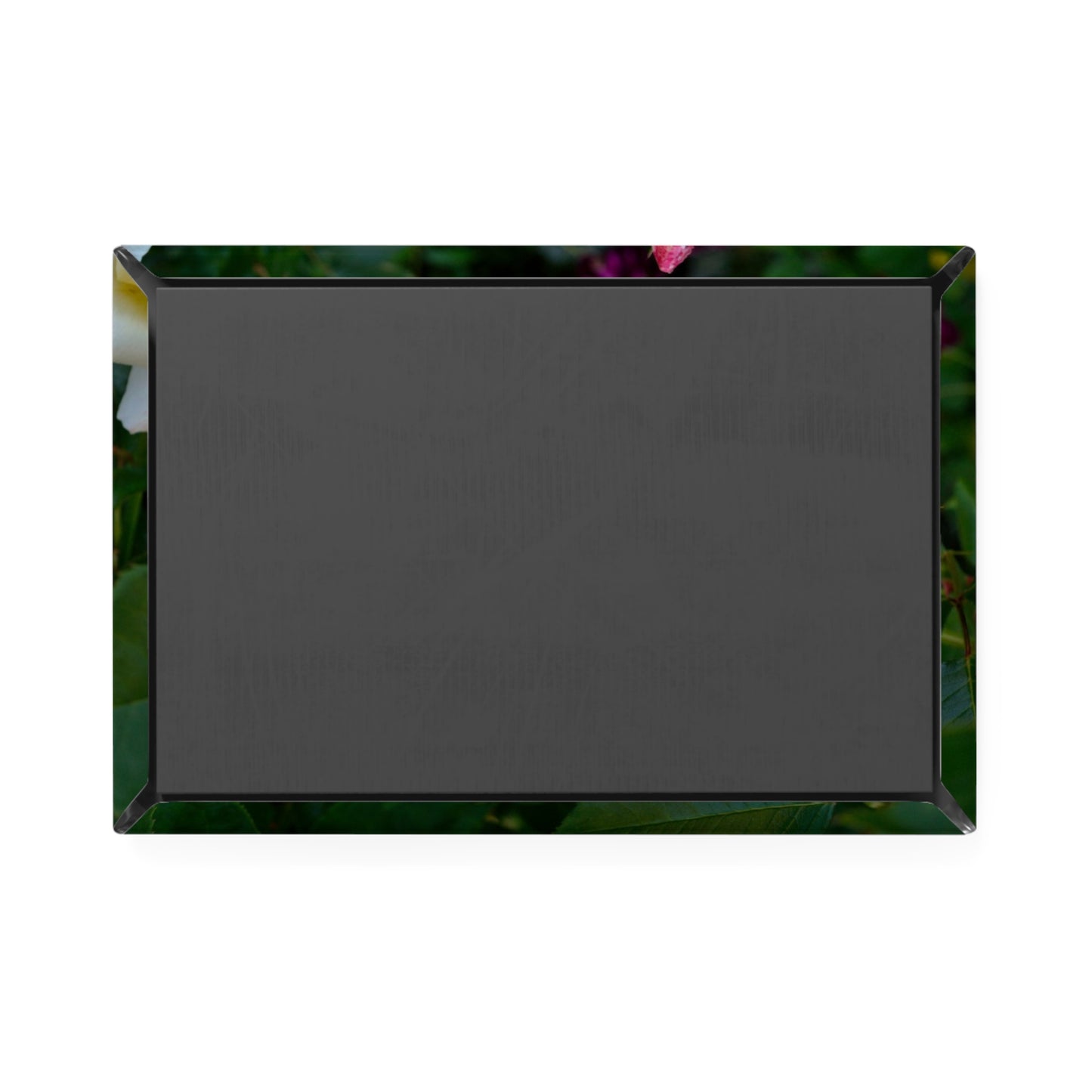 Back view of a rectangular button magnet.
