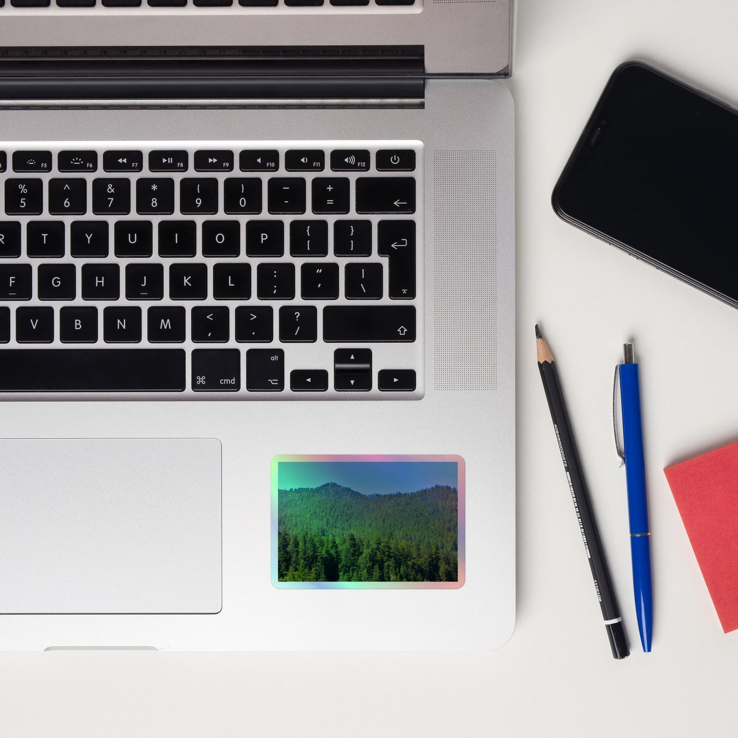 redwood forest landscape humboldt mountains holographic sticker lifestyle laptop interior